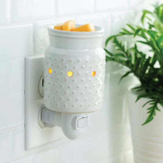 White Hobnail Pluggable Electric Warmer