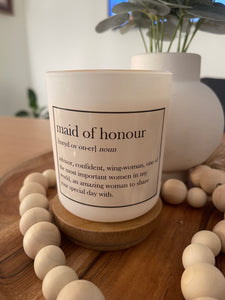 "Maid of Honour" Quote  Elegance Candle