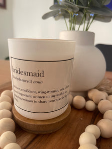 "Bridesmaid" Quote  Elegance Candle